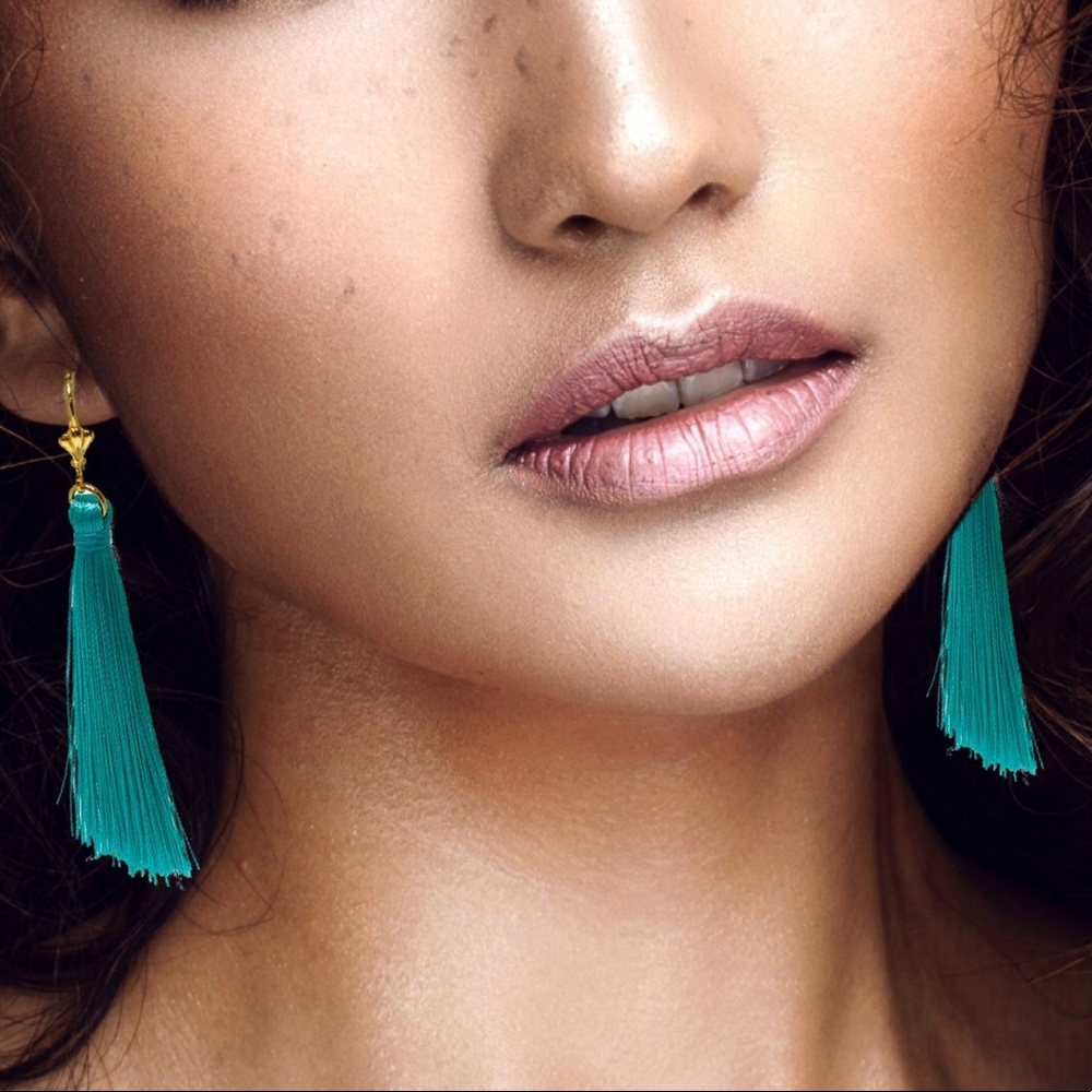 Hot Pink Tassel Goldfilled Earrings - Picture 3 of 8